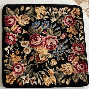 Set of two velvet cross stitch embroidered throw pillow covers